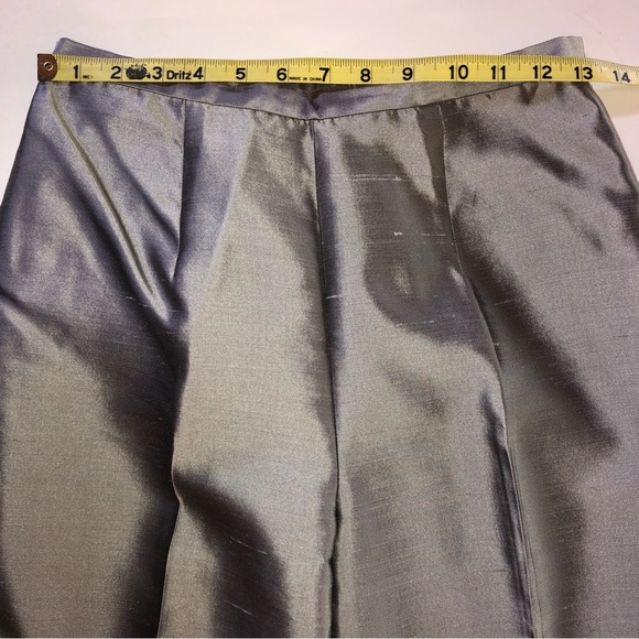 Vintage CARLISLE Silk Pantsuit Top Pants Belt Silver Gray (4) - Picture 11 of 17